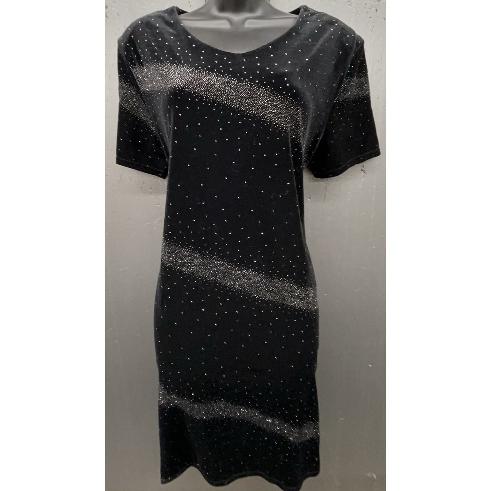 Vintage Velvet Dress 8 Black Sparkle Stretch Cocktail Dark Fairy Whimsigoth